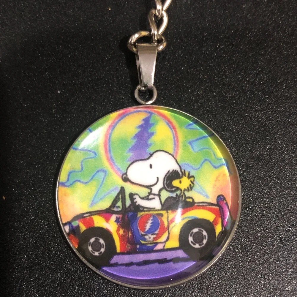 M GRATEFUL DEAD SNOOPY WOODSTOCK Custom Glass Cabochon Keychain BuyItWhenFound